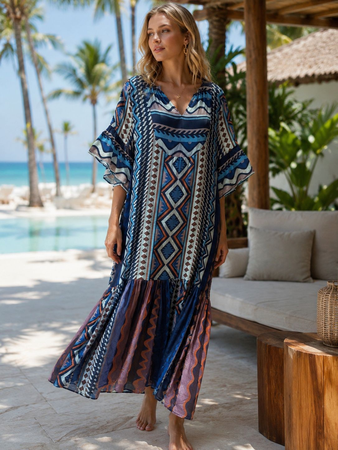Azure Nomad Boho Luxe Maxi Dress